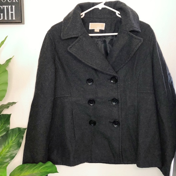 Michael Kors Grey Wool Blend Pea Coat - Picture 14 of 15